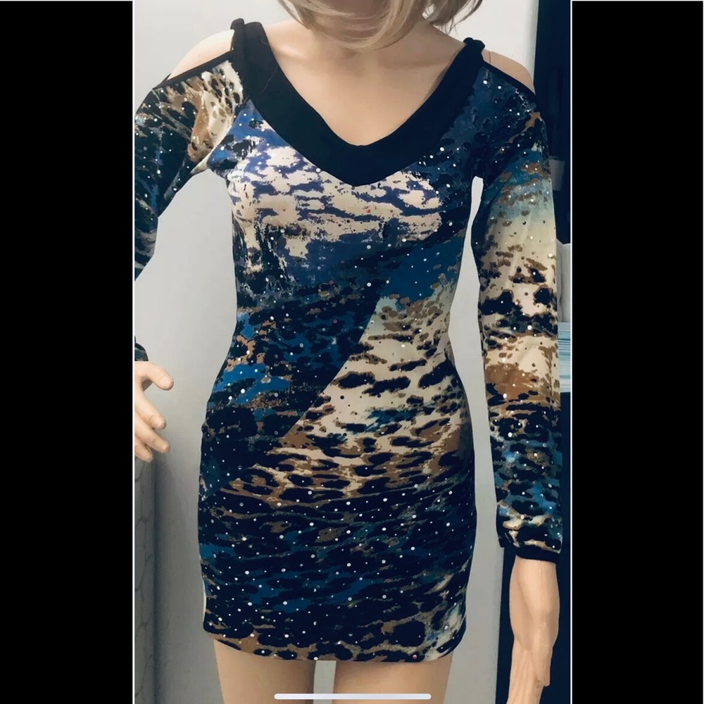 Unaluna Collections Glam Mini Open Shoulder Dress Xs View 3